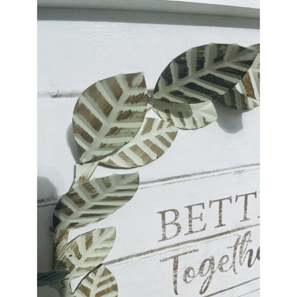 Rustic Farmhouse Sign BETTER TOGETHER 20 In X 20 In Metal Leaves - Picture 3 of 6